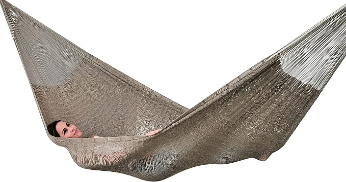 Traditional Mayan Hammock - Hammock Made with Thick Cotton Thread (Gray, Large)