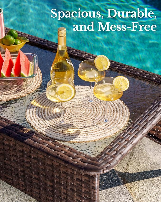 HILLGA 8-Piece Luxury Patio Furniture Set with 6" Thick Cushions, Weather-Resistant Wicker High Back Swivel Rocker Chairs, Senior-Friendly Outdoor Sofa Set for Large Deck, Yard and Poolside, Beige(V2)