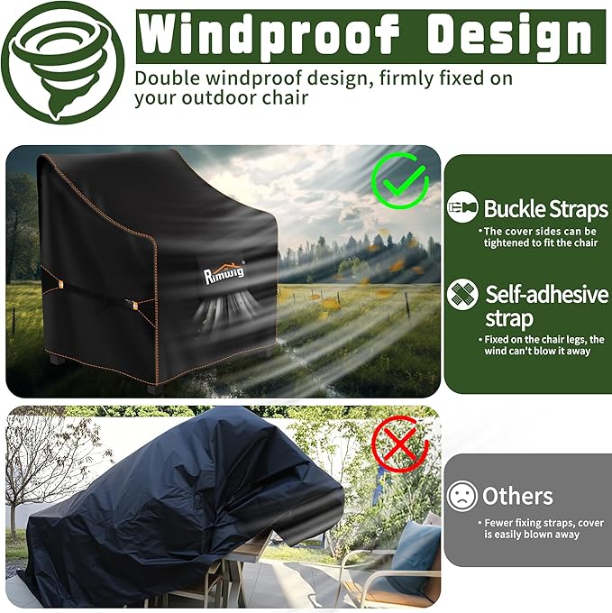 Patio Chair Covers Waterproof 2-Pack Wicker Swivel Chair Covers All-Weather Windproof & UV Protection Outdoor Furniture Covers Keep Your Chairs Like New 36x28x28x47inch