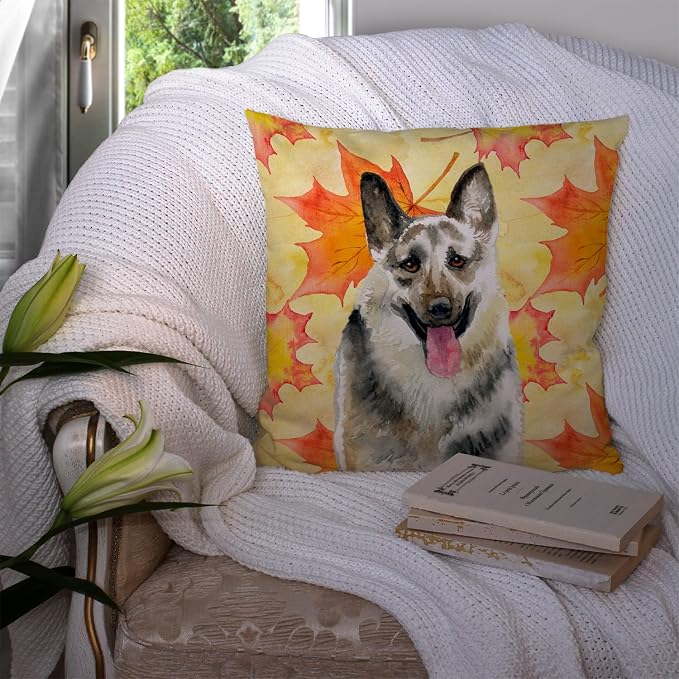 Caroline's Treasures BB9910PW1414 East-European Shepherd Fall Fabric Decorative Pillow, Yellow Machine Washable, Indoor Outdoor Decorative Pillow for Couch, Bed or Patio, 14Hx14W