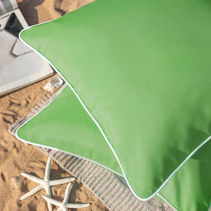 Phantoscope Pack of 2 Outdoor Waterproof Solid Throw Decorative Pillow Cover Decorative Square Outdoor Pillows Cushion Case Patio Pillows for Couch Tent, Forest Green 20x20 inches 50x50 cm