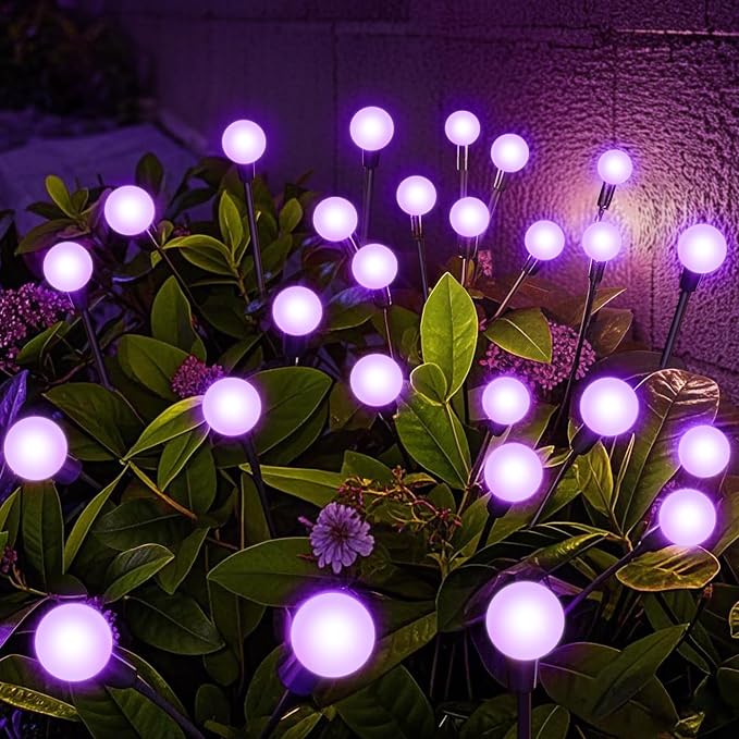 NBQQ Solar Lights Outdoor Waterproof 2 Pack of 12 LEDs Unique Gifts Women | Purple Swaying Solar Lights Outdoor for Yard Pathway Patio, Swaying Lawn Decor as Gardening Gifts for Women Holiday