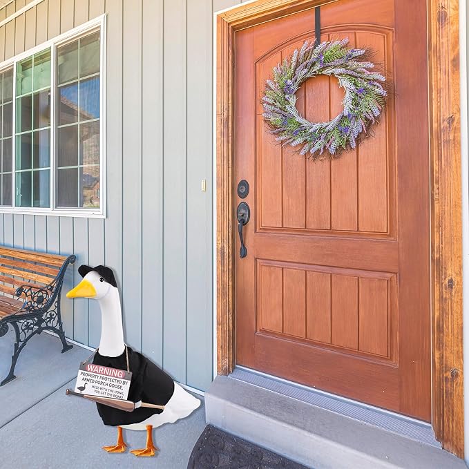 CAMDUCK Porch Goose Outfit with Baseball Bat and Porch Goose Sign Mess with The Honk You Get The Bonk Porch Goose Accessories for Plastic Cement Goose Statue Garden Yard Patio Lawn Outdoor Decor
