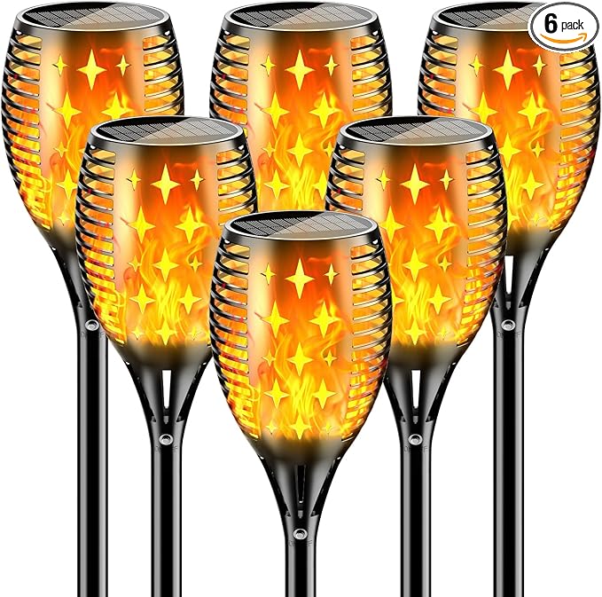 YoungPower 43'' Large Solar Torch Light Flickering Flames, Waterproof Outdoor Decoration Light for Yard Driveway, 6 Pack