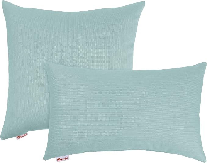 Austin Horn Classics Sunbrella Knife Edge & Filled Pillow - Set of 2, One 20" and One 13"x20" Mist