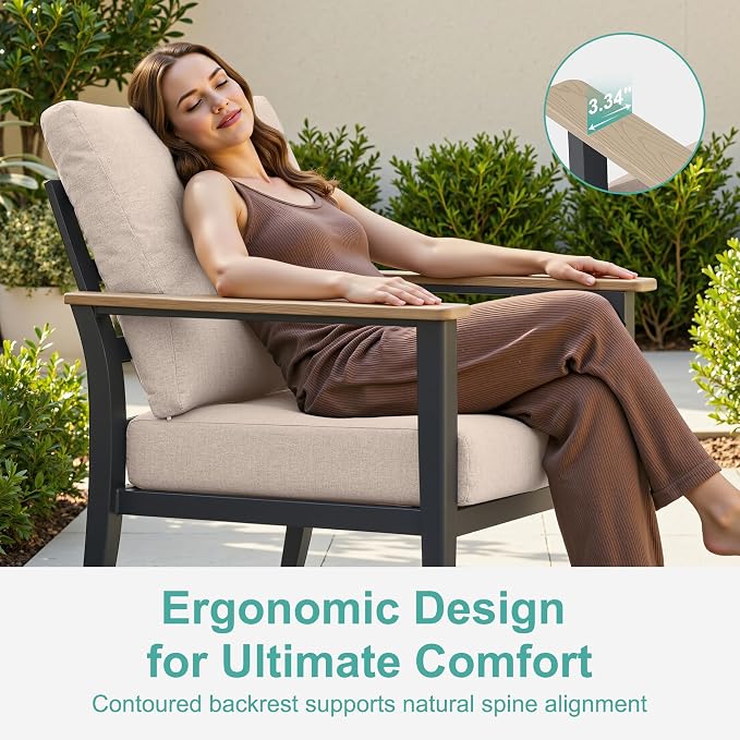 Aluminum Outdoor Patio Furniture Set with Swivel Rocking Chairs 9-Seat, Patio Sectional Sofa Patio Conversation Set with 55,000 BTU Fire Pit Table High Backrest & Thickened Cushions, Sand