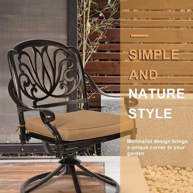 9-Piece Patio Dining Set, Oval Cast Aluminum Dining Table & 8 Swivel Chairs with Umbrella Hole