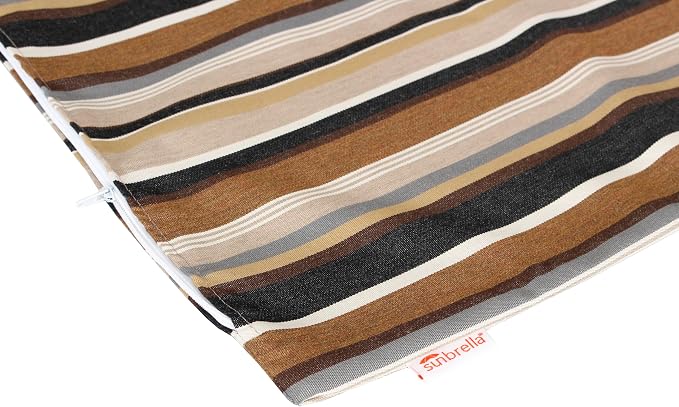 Outdoor/Indoor Sunbrella Throw Pillow Cover Only Square Set of 2 Pieces 18 inch x 18 inch Capitol Espresso Stripe - Insert Not Included, Brown
