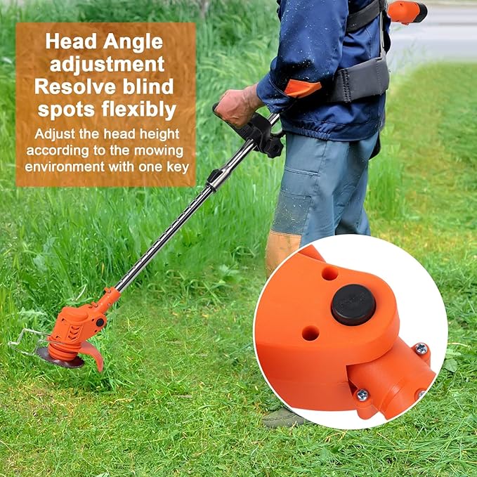 Cordless String Trimmer, 3 in 1 Trimmer and Edger with Telescopic Rod, 12V Battery Powered String Trimmer Cordless, Weed Mower Lawn Mower for Lawn Garden Yard, 2×2.0Ah Battery and Charger Included