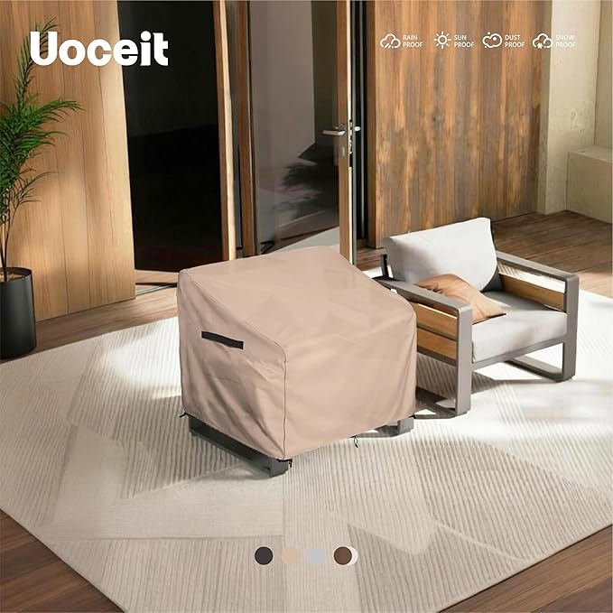 Outdoor Chair Covers 2 Pack,30"Wx34"Dx38"H inches100% Waterproof Heavy Duty Patio Furniture Cover ,Outdoor Furniture Covers Waterproof for Light Brown Minimalist Style Patio Chair Covers.
