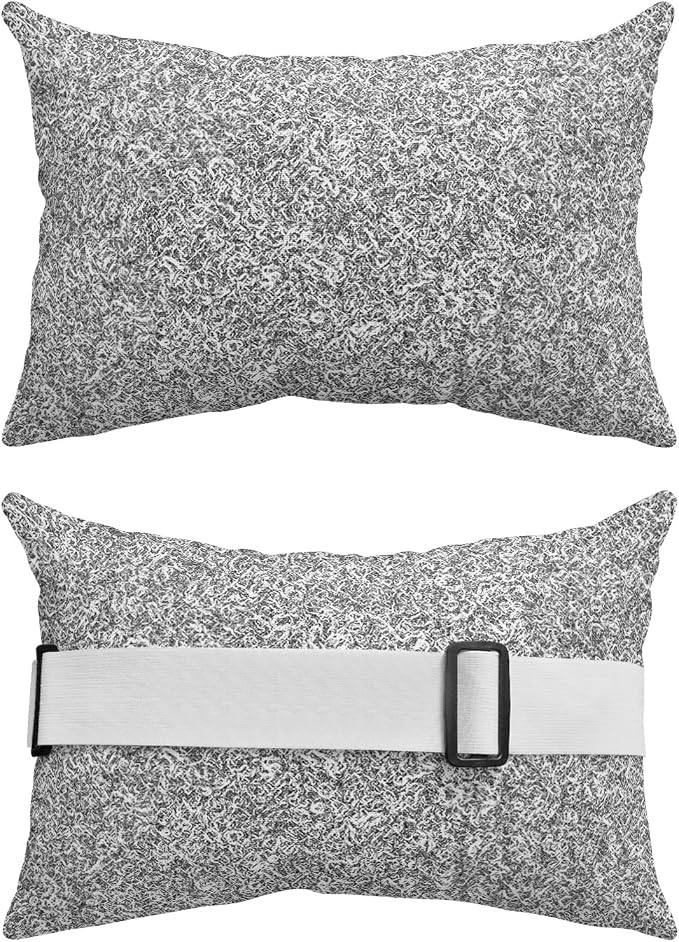 Outdoor Pillows Covers with Inserts Abstract Black Grey White Lines Texture Waterproof Recliner Pillow with Adjustable Strap Throw Pillows for Patio Furniture Pool Lounge Chair, 12x20 inch, 1PCS