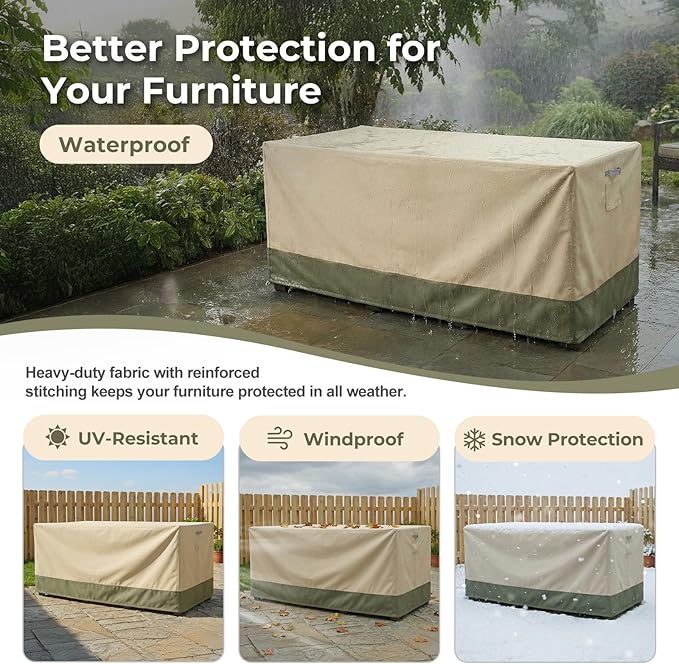 BPS Patio Sofa Cover, Waterproof 600D Oxford Outdoor Couch Cover with Attached Storage Bag and Reflective Handles for Patio 3-Seater Loveseat and Bench, 88''W x 40''D x 38''H