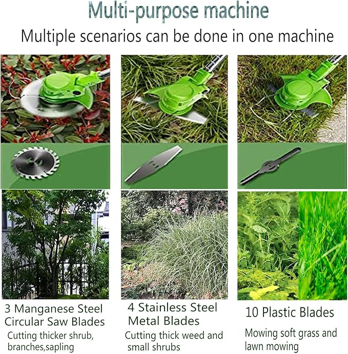 Cordless Weed Eater,Weed Wacker,21V 2Ah Battery Powered Weed EaterString Trimmer with 2 Batteries and 3 Types Blades,Weed eaterLightweight and Powerful Weed Eater Battery poweredfor Yard and Garden