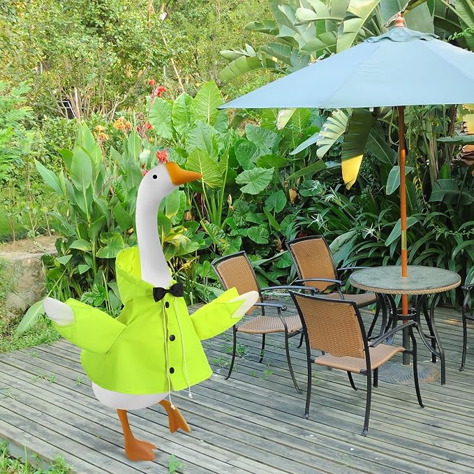 Raincoat Goose Outfit Porch Goose Clothes for Cement Statue Porch Outdoor Garden Yard Patio Lawn Art Decor(23" H)