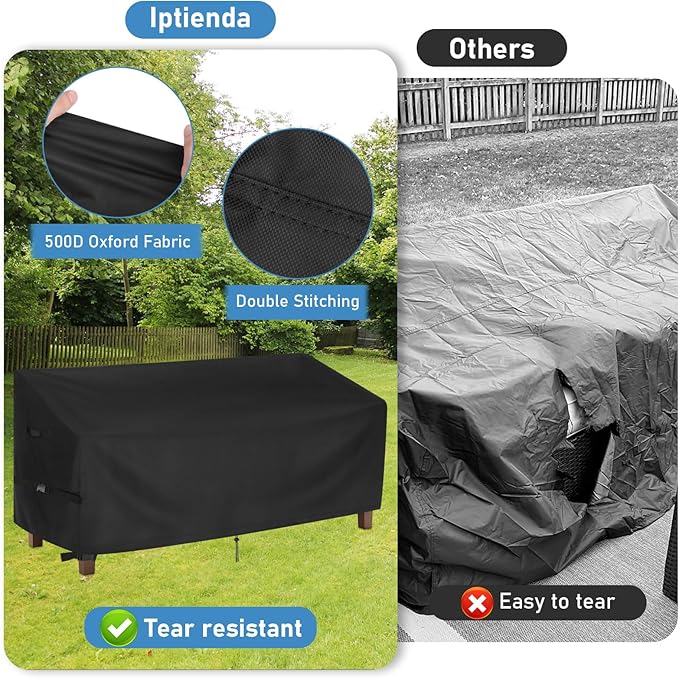 Outdoor Bench Cover for FDW Garden Benches, 46inch Patio Bench Covers Waterproof Heavy Duty for Entryway Bench/Porch Benches, Black-46x22x29in