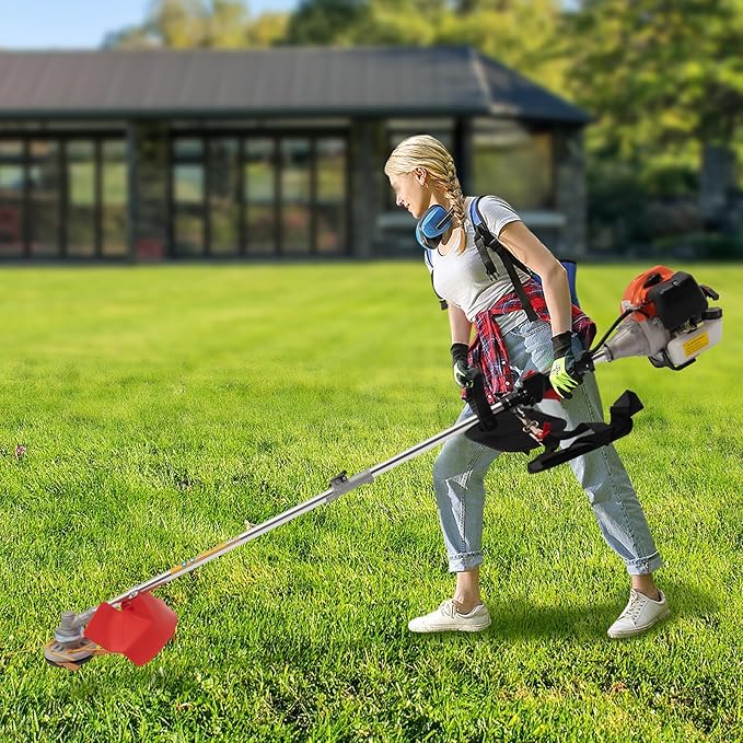 Brush Cutter, 2-Stroke Gas Edger Gas Powered Weed Wacker Gas Weed Trimmer Brush Cutter Lawn Edger Grass Trimmer Weed Eater Grass Tools Weed Eater for Weeds and Grass (33CC)