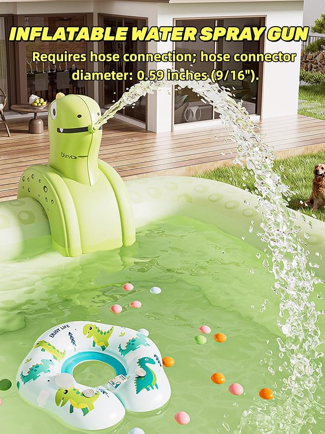 Inflatable Swimming Pool with Canopy & Air Pump & Inflatable Water Spray Gun, 118" Swimming Pool for Adults, Large Blow Up Pool Ideal for Family Backyard Garden Party, Outdoor Summer Fun
