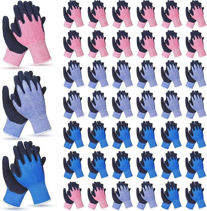 Jeyiour Kids Gardening Gloves Yard Work Gloves Non Slip Children Soft Safety Rubber Coated Mitten for Kids Children