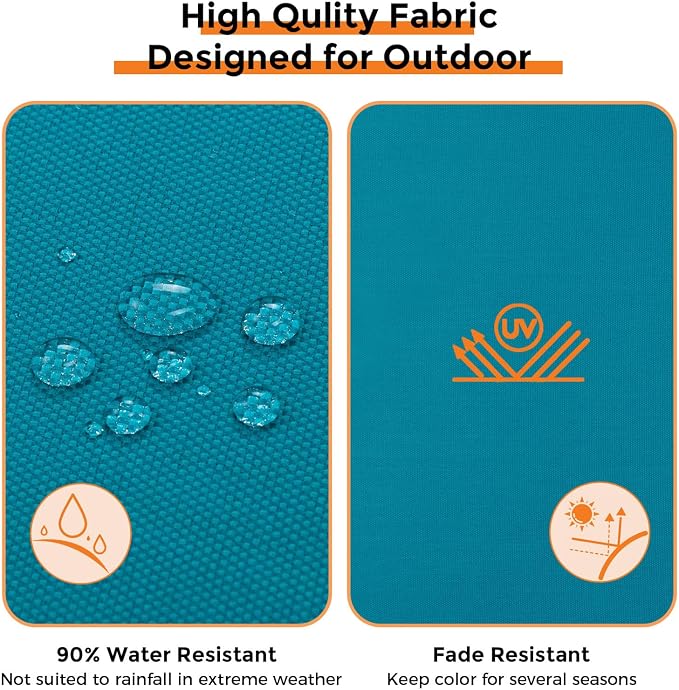 Magpie Fabrics Indoor Outdoor Cushion Cover Replacement 2 Pack, NO Insert! Water Repellent Slipcover with Ties Decor for Patio Garden Chair Sofa Bench Wicker(Teal Blue, 22x20x4 Inch)