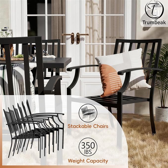 10 Pieces Patio Dining Set,Metal Outdoor Furniture Set Includes 13.6FT Grey Umbrella,Hole Cut-Out 78.7" x 35.4" Table and 8 Metal Backrest Chairs for Backyard,Garden,Sand