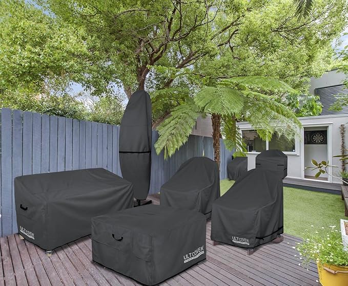 ULTCOVER Waterproof Patio Adirondack Chair Cover 4 Pack for Outdoor Chair Size Upto 32W x 38D x 36H inch, Black