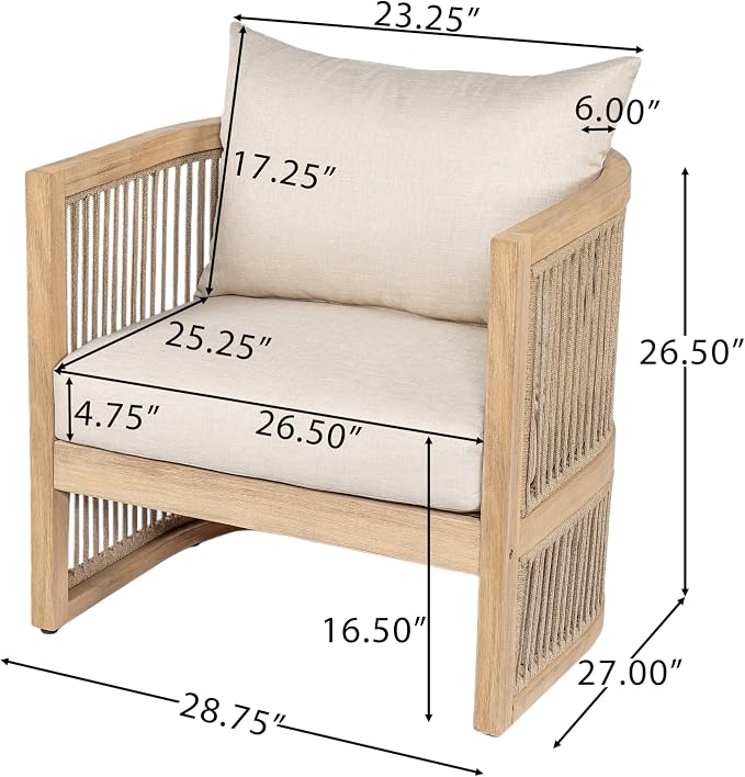 Christopher Knight Home Eden 5 Piece Patio Furniture Set with MGO Fire Pit + Tank Holder, 4-Seater Outdoor Acacia Wood Conversation Set with Cushions and Rectangular Fire Table, Light Teak+Beige+Gray