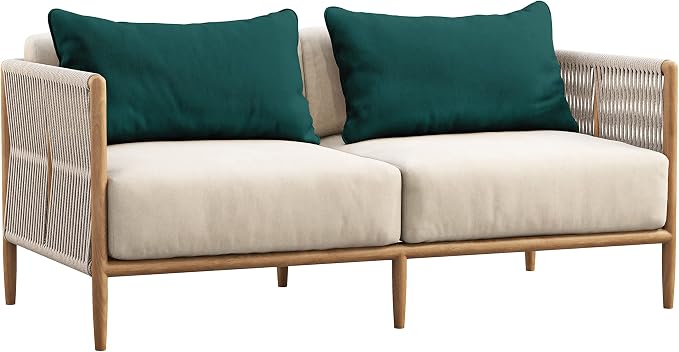 Indoor/Outdoor Polyester Fabric Lumbar Pillow Cover, All-Weather Waterproof Rectangular Cushion Case for Patio Furniture, 12 x 20 Set of 2 -Teal Blue