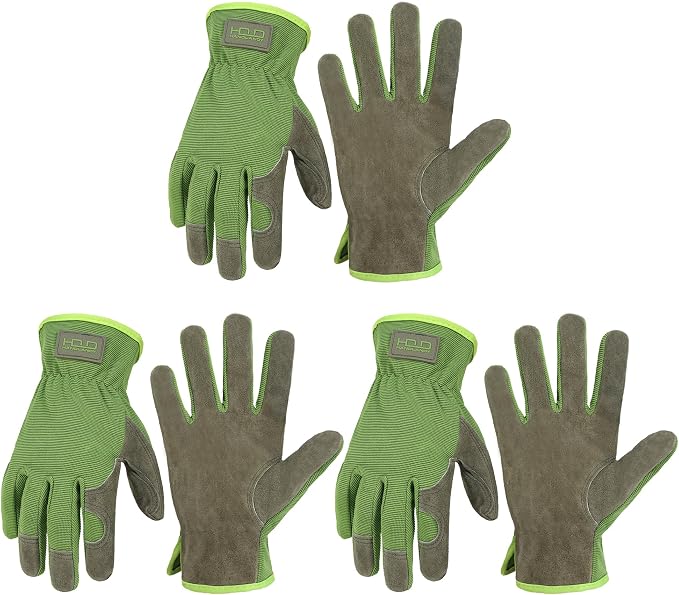 HANDLANDY Leather Gardening Gloves, Leather Work Gloves for Men Women | Durable Utility Men Women Garden Yard Working Glove, for Landscaping, Mechanic, Construction, Driving, Farming, Ranching