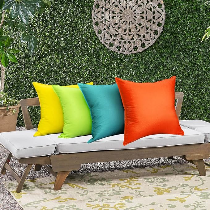 Pack of 4 Summer Outdoor Throw Pillow Covers, Orange Waterproof Decorative Square Cushion Covers Water Resistant Pillowcase Shell for Patio Couch, Tent, Swimming Pool,18"x 18"