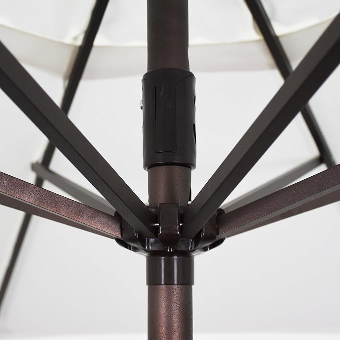 California Umbrella 12-Year Protection 9-Ft Outdoor Patio Umbrella, Sunbrella Fade-Resistant Acrylic Fabric, Auto Tilt and Crank, Heavy-Duty Aluminum Frame/ Reinforced Ribs, Bronze Pole, Black