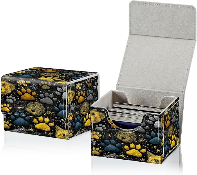 Card Deck Box for MTG, Cards Storage Box Fits 120+ Sleeved, Leather Small Size Strong Magnetic Closing Card Case for Board Games Magic TCG CCG Baseball Collection, Dog Melon Seal Puppy