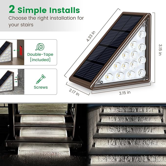 JOFIOS Solar Step Lights for Outside, 24-Pack Waterproof IP67 Deck Lights for Staircase, Patio, Front Step (Cool White)