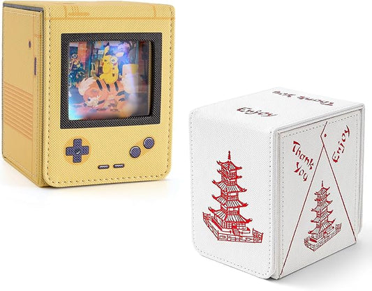 Venssu Yellow Retro Gaming Console Appearance Deck Box and Chinese Takeout Deck Box Bundle