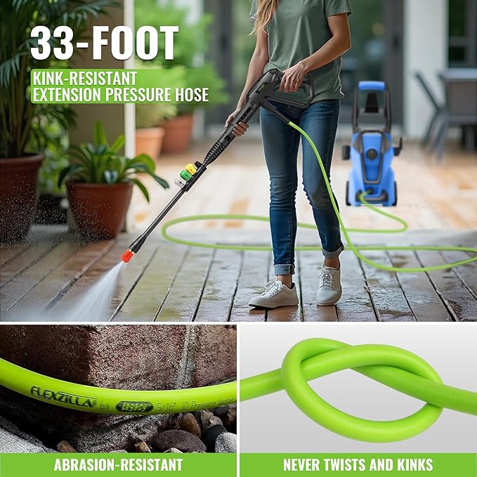 Professional Pressure Washer, Electric 5000PSI Power Washer with Foam Cannon,4 Nozzles,33FT Hose and Soap Bottle, Car/Driveway/Patio Clean,Blue