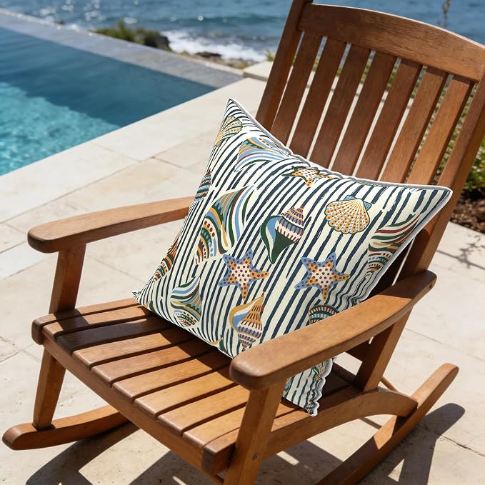 LVTXIII Outdoor Throw Pillow Covers Set of 2, Patio Waterproof Pillow Cases Fade Resistant Accent Pillow Covers for Home and Garden Furniture Decoration, 16x16, Crayon Shells