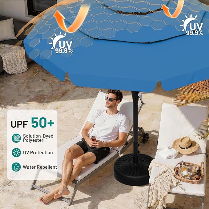 AreShark 11FT 3-Tiers Patio Umbrella with Valance, Outdoor with Crank, Large Outdoor Market Umbrellas Vented with 8 Sturdy Ribs, Patio Table Umbrellas for Garden, Deck, Backyard, Pool, Royal Blue