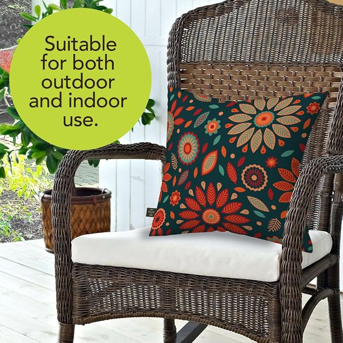 Briarwood Lane Everday Indoor/Outdoor Pillow 17x17 Orange and Teal Floral for Everday Pillow