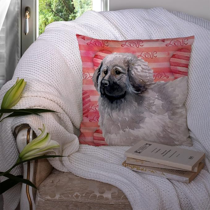 Caroline's Treasures BB9760PW1414 Moscow Watchdog Love Fabric Decorative Pillow, Red Machine Washable, Indoor Outdoor Decorative Pillow for Couch, Bed or Patio, 14Hx14W
