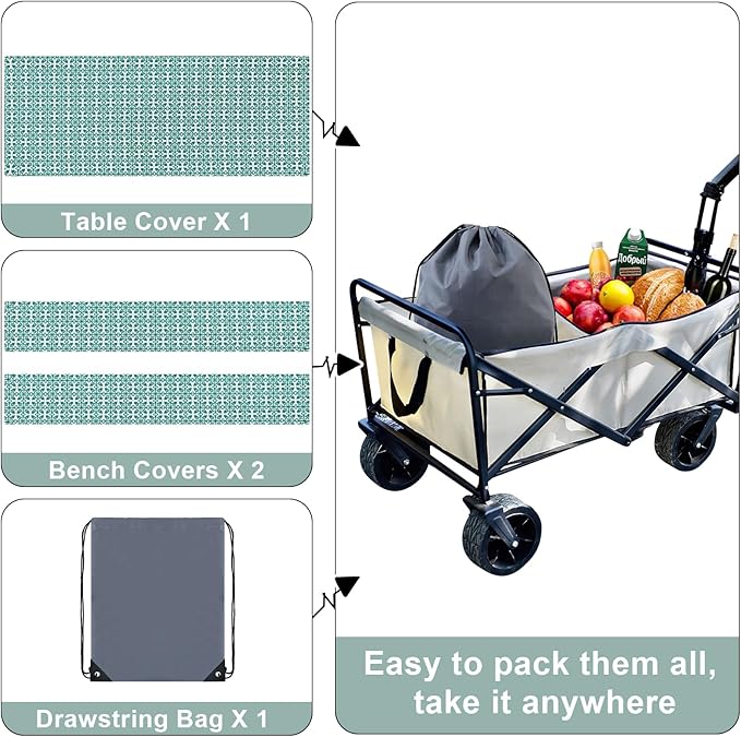 misaya Picnic Table Cover with Bench Cover, Waterproof Elastic Fitted Tablecloth for 6 Foot Tables, Rectangle Washable Polyester Tablecloths for Picnic, Camping, Outdoor (Turquoise, 30" x 72")