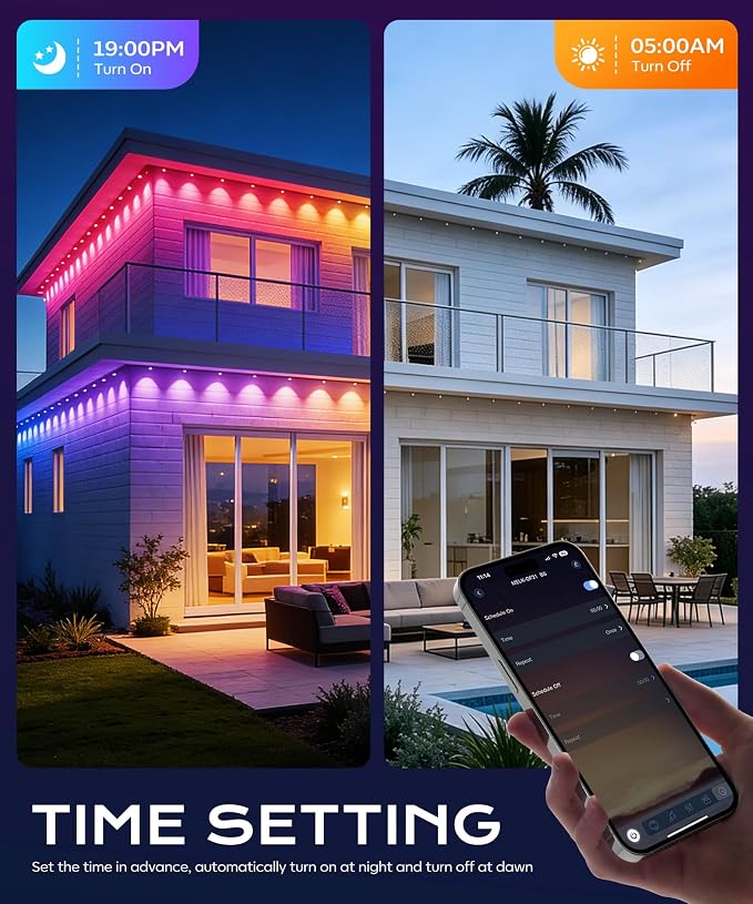 Permanent Outdoor Lights for House, 200ft Christmas RGB+IC Lights | 16 Million Colors & 50 Scene Modes, App/Remote Control, DIY Music Sync, Holiday Party Halloween Decor