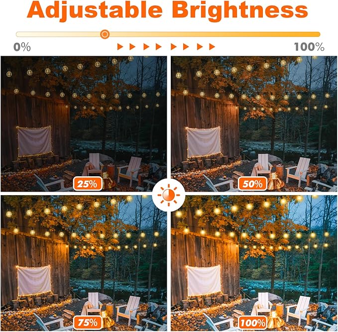 100FT 3 Color in 1 LED String Lights Outdoor Waterproof with Remote | Dimmable String Lights for Outside, G40 Globe Patio Lights with 50+2 Shatterproof Bulbs for Party Backyard BBQ House Camping