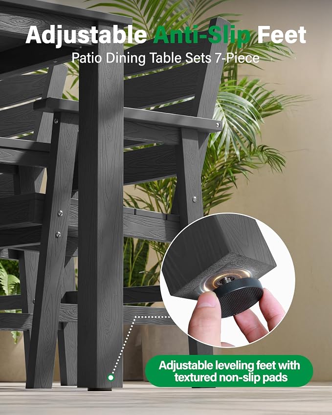 YEFU HIPS Outdoor Table and Chairs : Square Family-Friendly Patio Dining Sets - 5-Piece All-Weather Easy-Clean Outdoor Dining Set - Modern Furniture for Garden Deck Backyard Poolside（Grey）