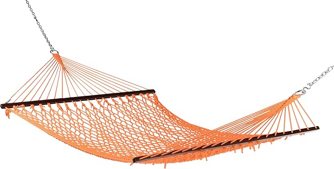 Rope Hammock and Tri Beam Stand (Orange Hammock and Black Stand)