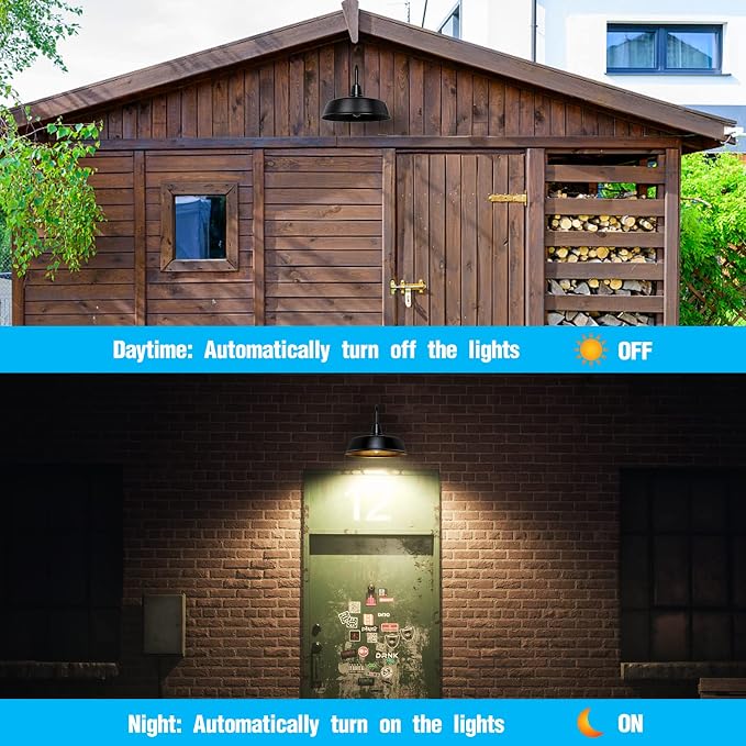 Gooseneck Barn Light, 18inch Dusk to Dawn Black Outdoor Wall Sconce | Weatherproof Steel Exterior Large Lighting Fixture, E26 Base, Easy DIY Install for Porch, Garage, Barn, Farmhouse(1 PC)