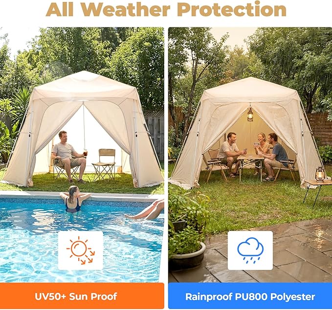 Alvantor® 2 Pcs Polyester Door Curtains, Customized Sun Shade Curtain for Instant Gazebo, Waterproof & UV Protection, Privacy, Buckle Easy Setup, for Outdoor Canopy Pergola (Tent Not Included)