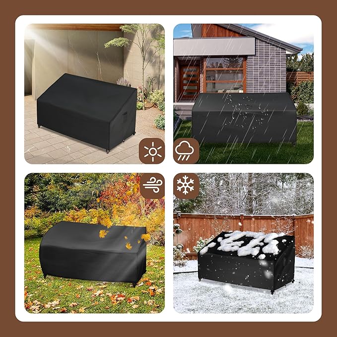iBirdie Patio Furniture Sofa Covers 78W x 34D x 32H 3-Seater inch Outdoor Waterproof Couch Loveseat Bench Cover, Black