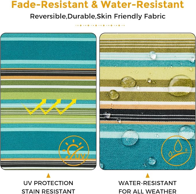 Waterproof Outdoor Lumbar Pillow Covers Set of 2,Home Decor for Garden Patio Furniture,Couch,Sofa 12"x20" Inch Decorative Pillows Cover Only,NO Insert(Green Stripe)