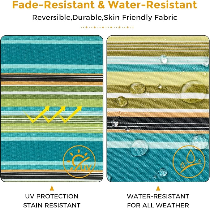 Outdoor Throw Pillows Water Resistant 18x18 inch,Decorative Throw Pillow with Insert Set of 2,Hidden Zipper Headrests for Patio Furniture Sofa Couch Chair(Green Stripe)