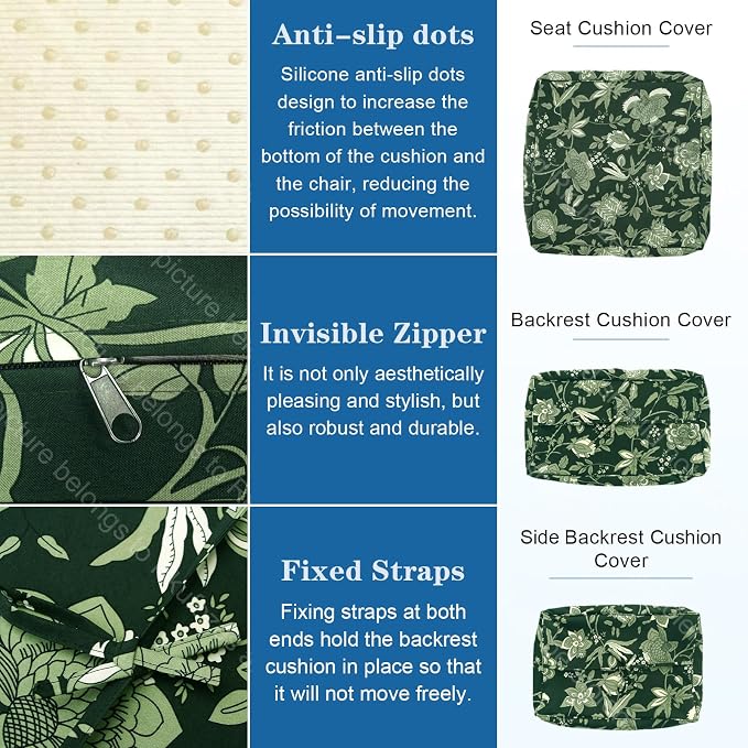 14 PCs Patio Cushion Covers, Furniture Cushion Slipcovers, 23.6*23.6*3.5" | Outdoor Cushion Slipcovers, Water Resistant Fabric, Zipper Design, Fits Patio Sectional Furniture