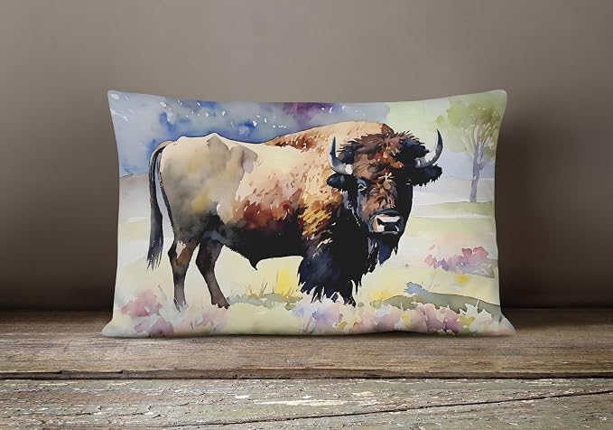 Caroline's Treasures DAC2873PW1216 American Bison Throw Pillow Machine Washable, Indoor Outdoor Decorative Pillow for Couch, Bed or Patio, 12HX16W